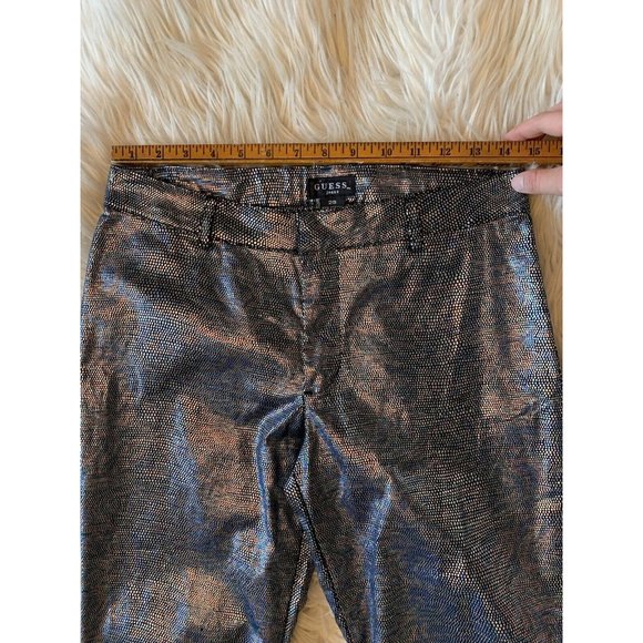 Vintage Guess Metallic pants snake skin pattern rainbow women’s size 29 x 29.5 - Picture 10 of 11